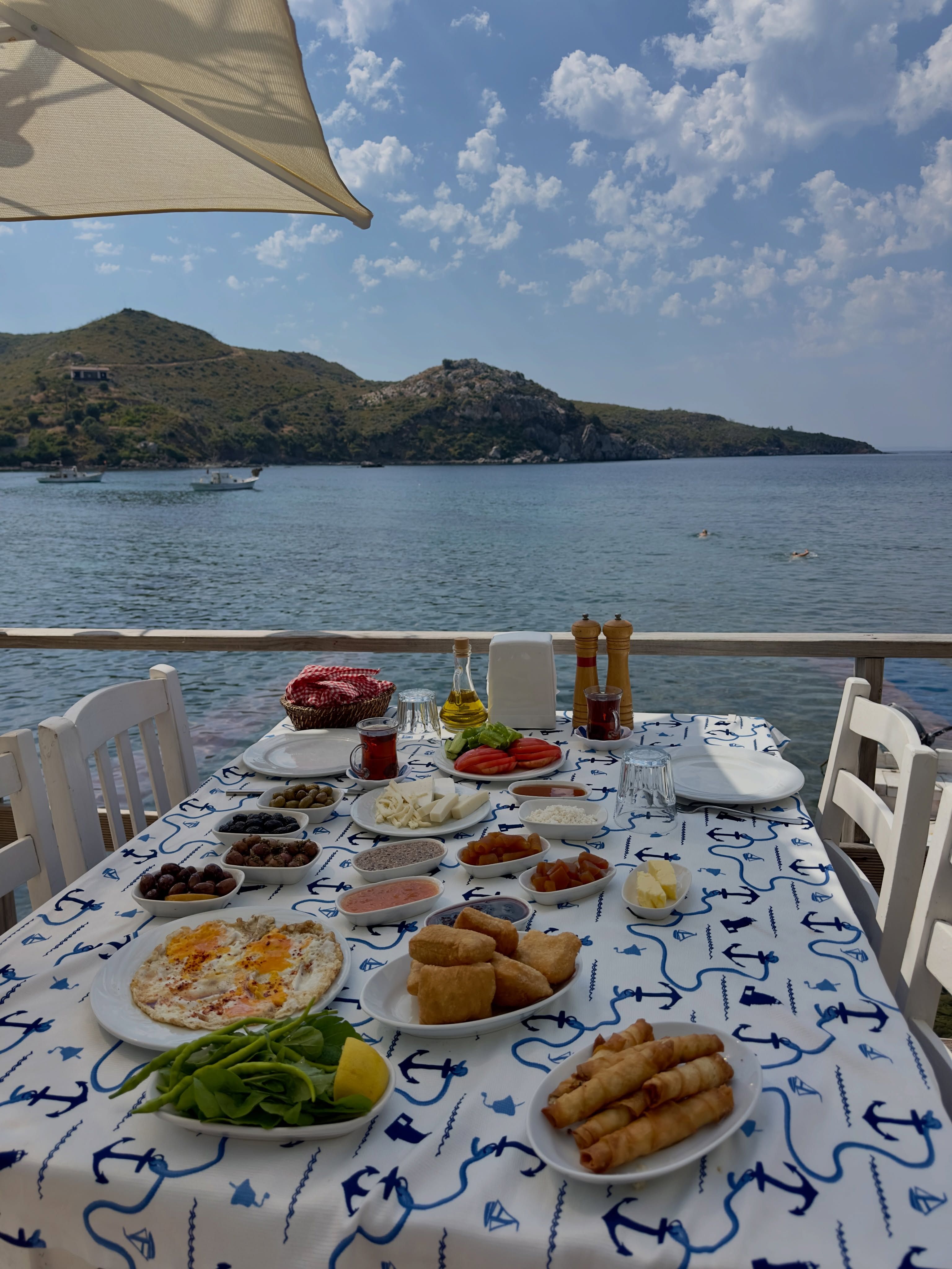 Village breakfast with a sea view